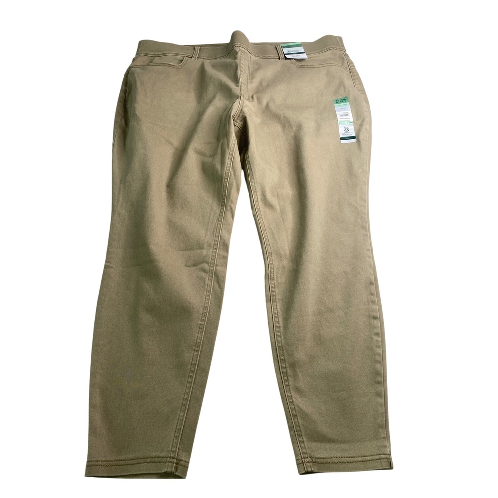 Terra & Sky Womens 3X Plus Pull On Skinny Jegging Quinn Wash‎ Khaki Tan.